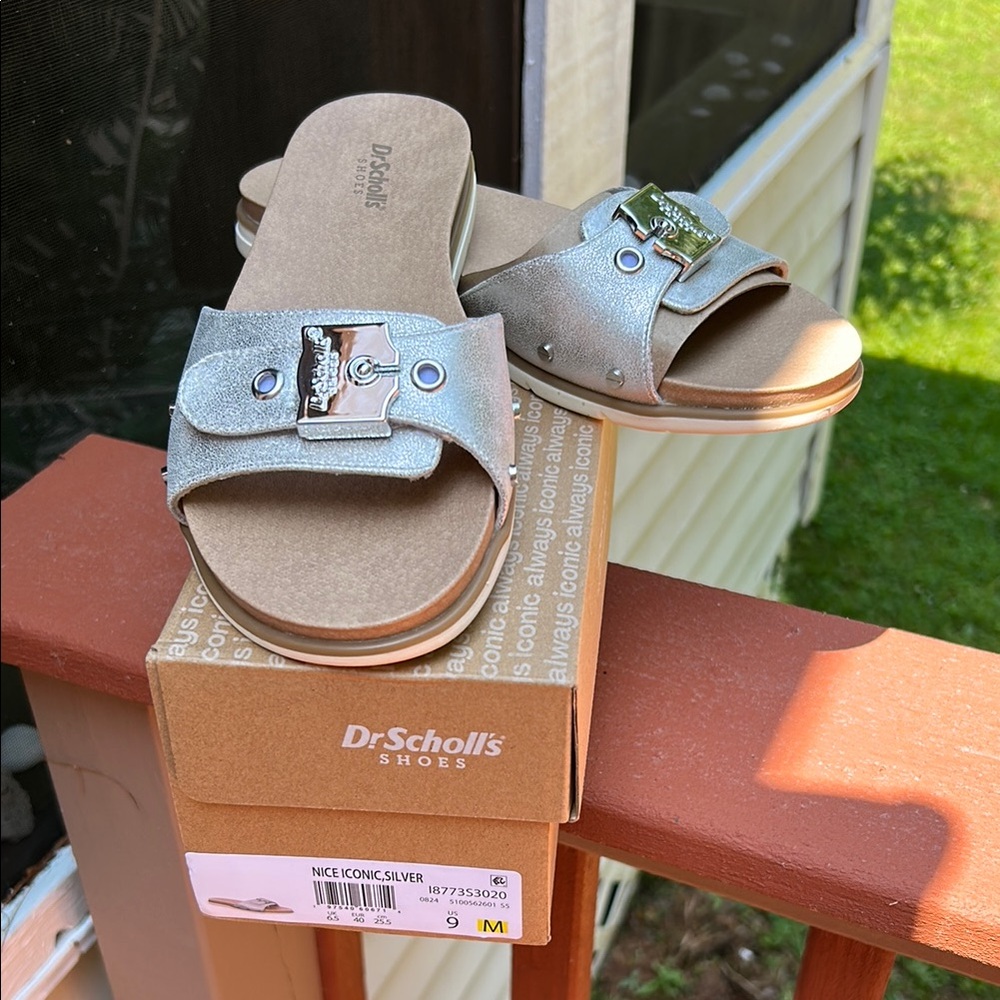 Dr. Scholl's Metallic Silver Nice Iconic Sandal - Picture 2 of 11